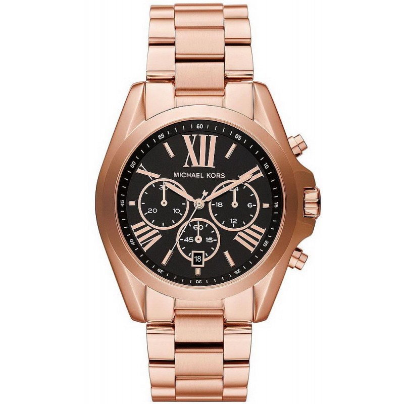 Michael kors black rose gold watch hotsell